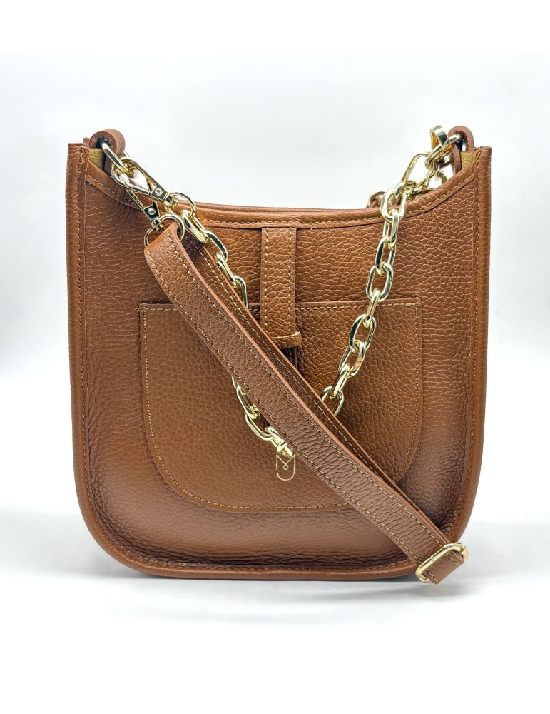 SAC PORTE TRAVERS CAMEL EN CUIR - MIA & JOY
