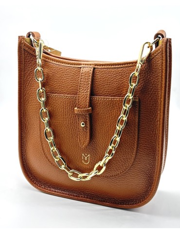 SAC PORTE TRAVERS CAMEL EN CUIR - MIA & JOY