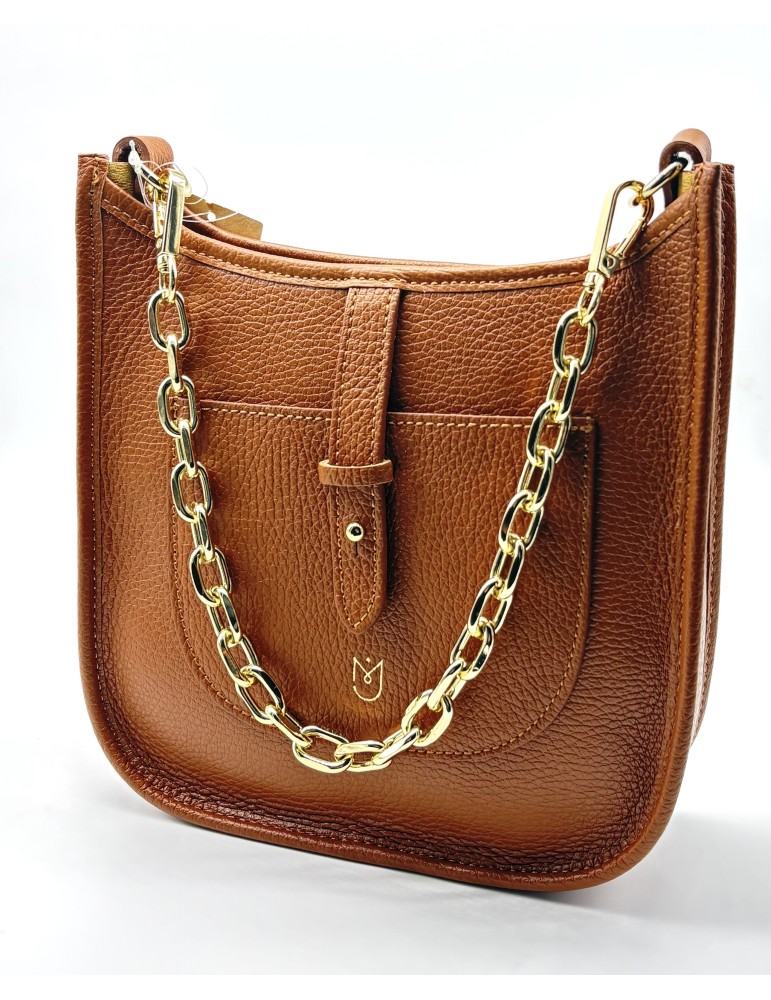 SAC PORTE TRAVERS CAMEL EN CUIR - MIA & JOY