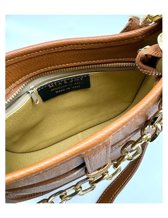 SAC PORTE TRAVERS CAMEL EN CUIR - MIA & JOY