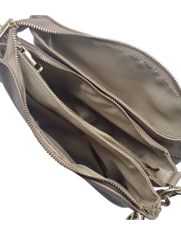SAC BANDOULIERE EN CUIR TAUPE - MIA & JOY 2