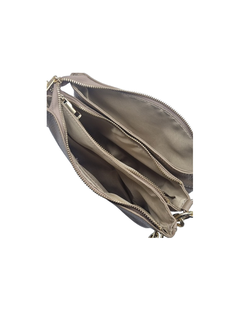 SAC BANDOULIERE EN CUIR TAUPE - MIA & JOY