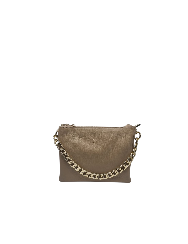 SAC BANDOULIERE EN CUIR TAUPE - MIA & JOY