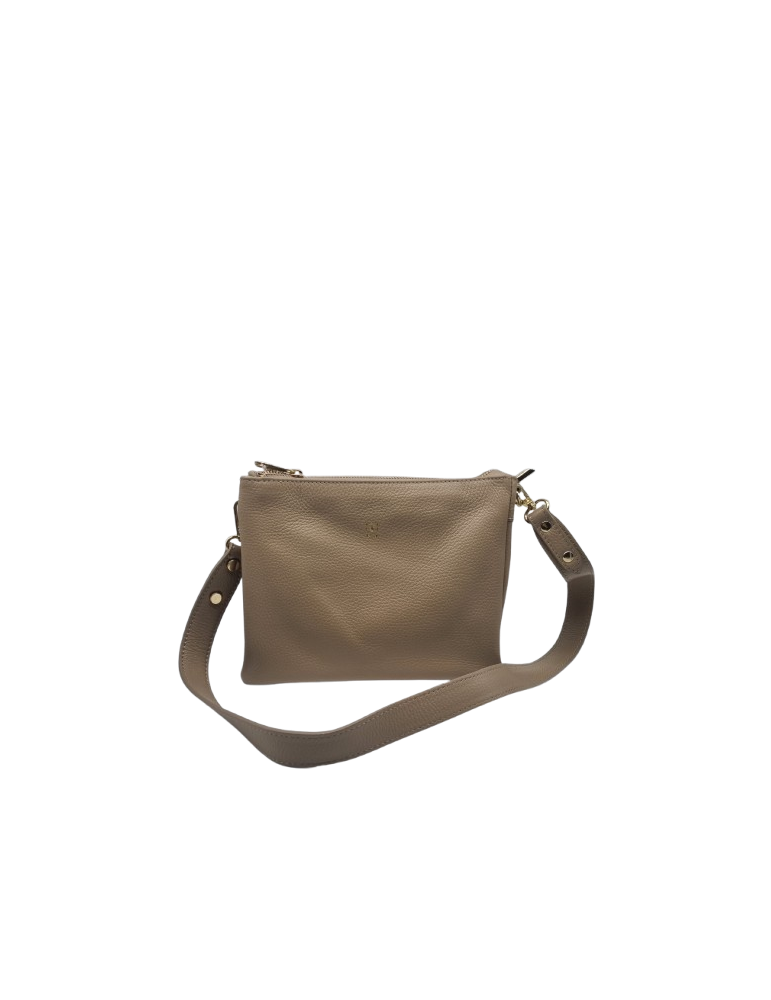 SAC BANDOULIERE EN CUIR TAUPE - MIA & JOY