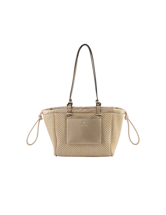 SAC PORTE EPAULE PAILLE BEIGE/OR - MIA & JOY
