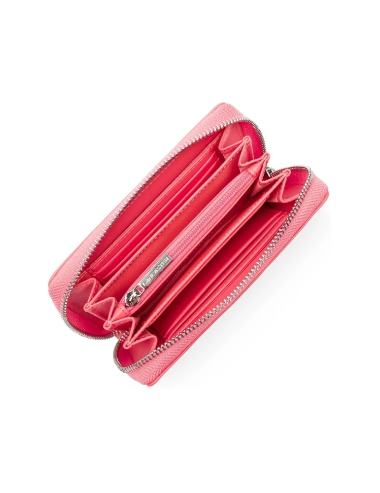 PETIT COMPAGNON EN CUIR ZIPPE ROSE BONBON - LANCASTER