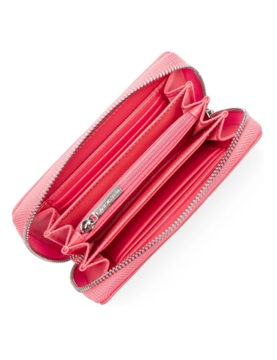 PETIT COMPAGNON EN CUIR ZIPPE ROSE BONBON - LANCASTER