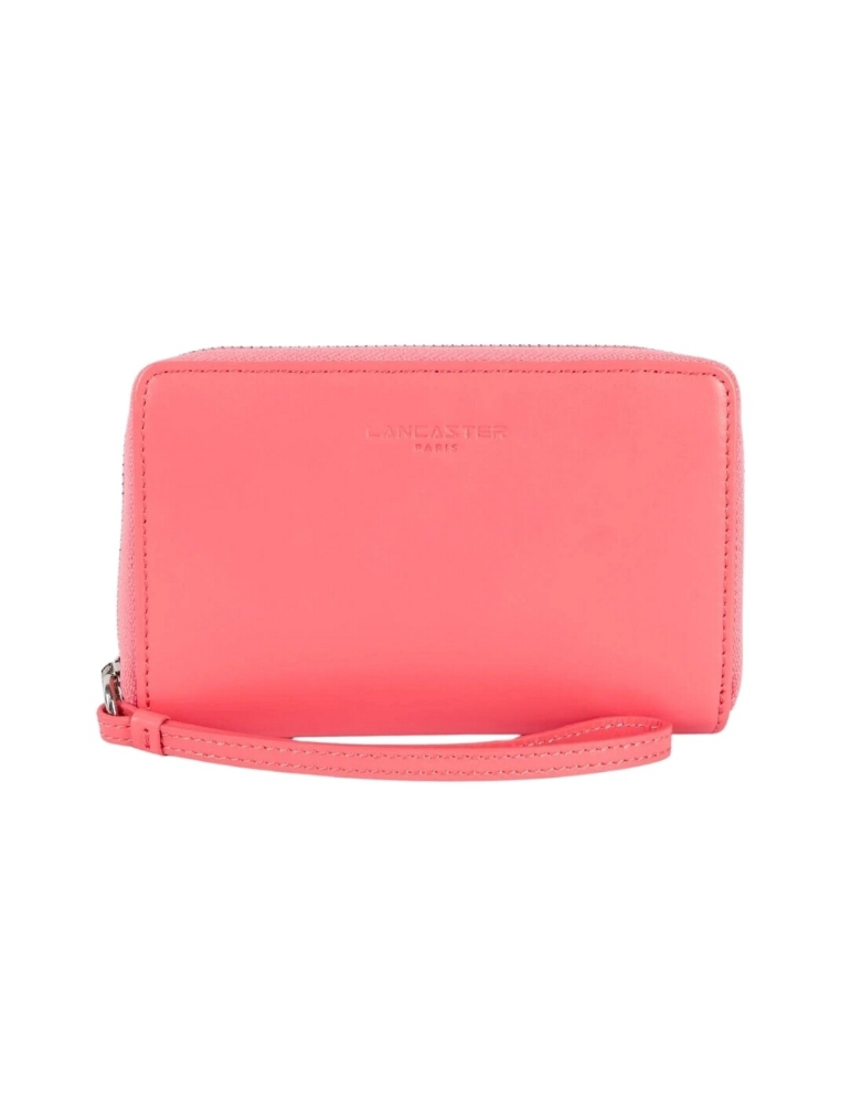 PETIT COMPAGNON EN CUIR ZIPPE ROSE BONBON - LANCASTER