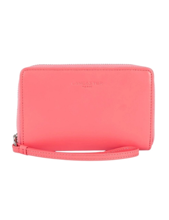 PETIT COMPAGNON EN CUIR ZIPPE ROSE BONBON - LANCASTER