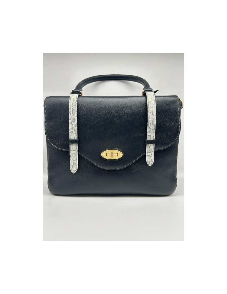 SAC A MAIN RABAT LEGENDE NOIR ET PYTHON  - LANCASTER