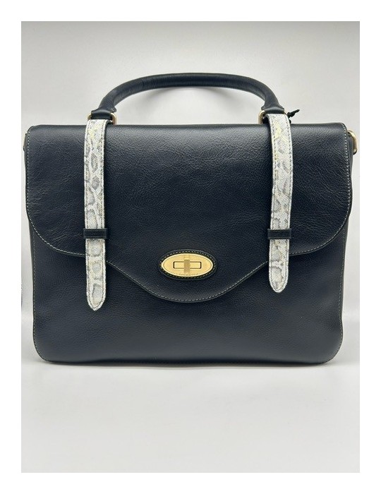 SAC A MAIN RABAT LEGENDE NOIR ET PYTHON  - LANCASTER