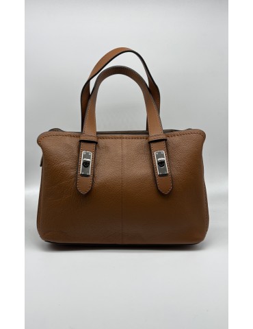 SAC CUIR PORTE MAIN ET TRAVERS CAMEL - FRANCINEL
