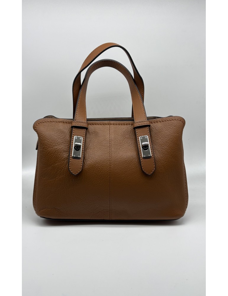 SAC CUIR PORTE MAIN ET TRAVERS CAMEL - FRANCINEL
