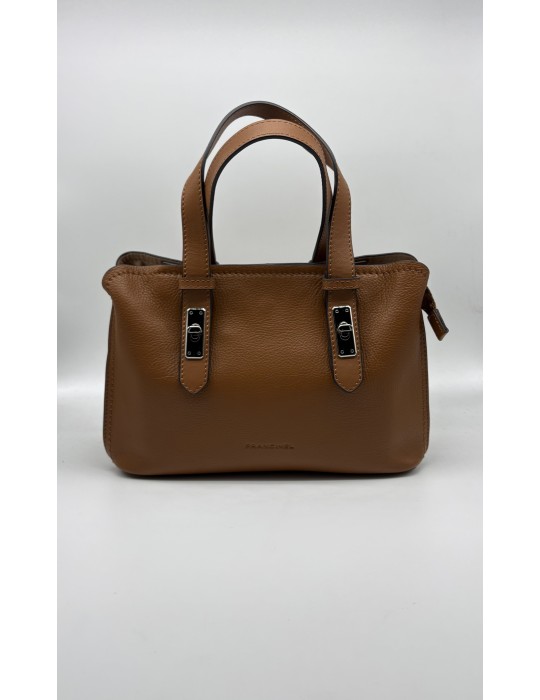 SAC CUIR PORTE MAIN ET TRAVERS CAMEL - FRANCINEL