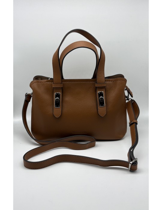 SAC CUIR PORTE MAIN ET TRAVERS CAMEL - FRANCINEL