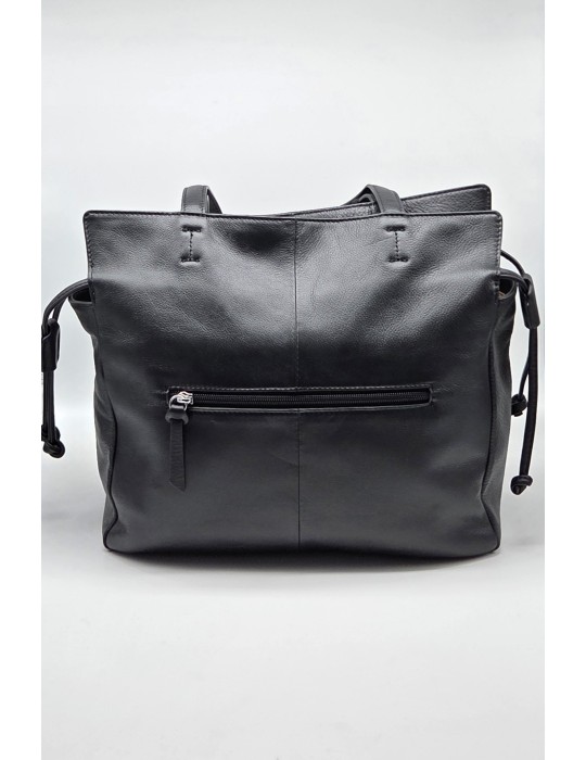 SAC SHOPPING CUIR NOIR - FRANCINEL