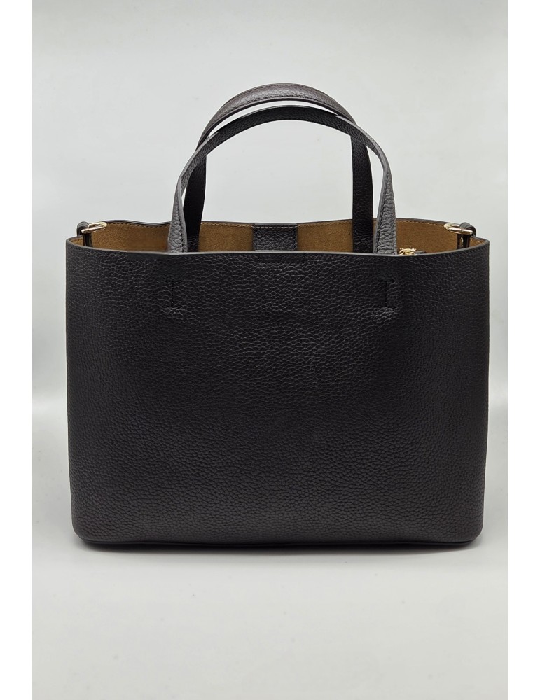 SAC PORTE MAIN CUIR / DAIM MARRON GOLD - POURCHET