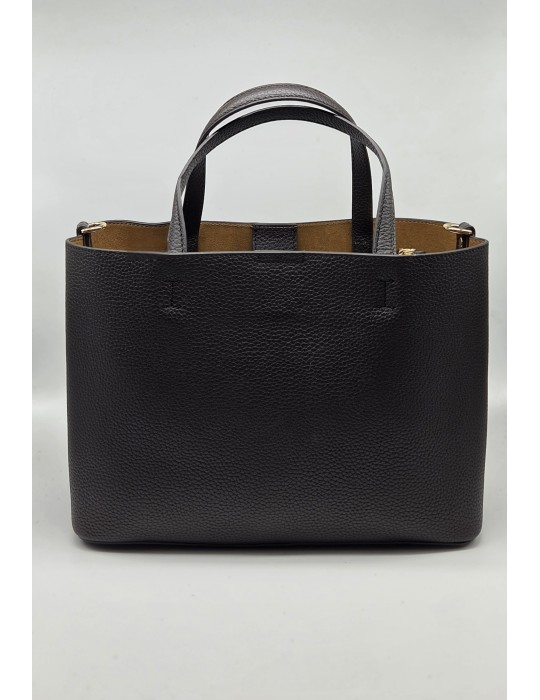 SAC PORTE MAIN CUIR / DAIM MARRON GOLD - POURCHET