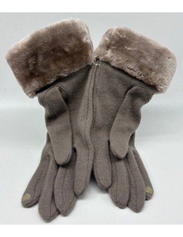 GANTS FEMME  TAUPE TAILLE UNIQUE AVEC FOURRURE - GLOVE STORY 2