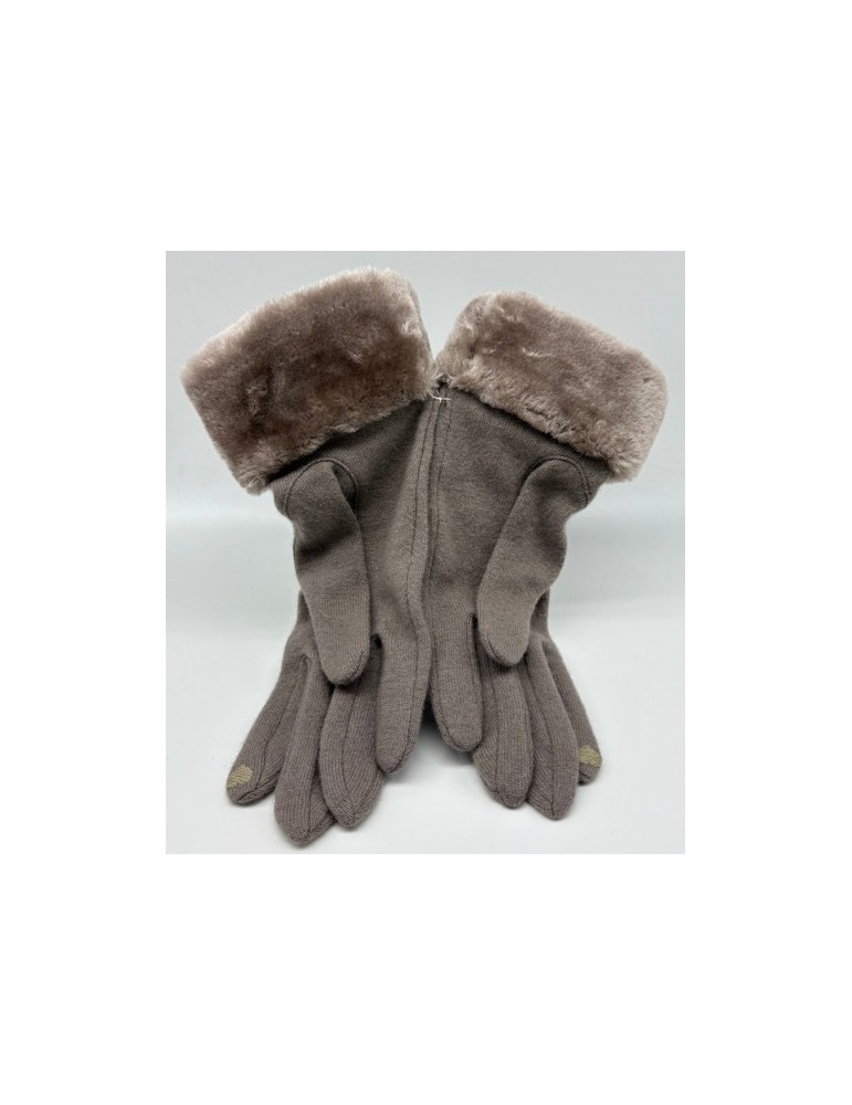 GANTS FEMME  TAUPE TAILLE UNIQUE AVEC FOURRURE - GLOVE STORY
