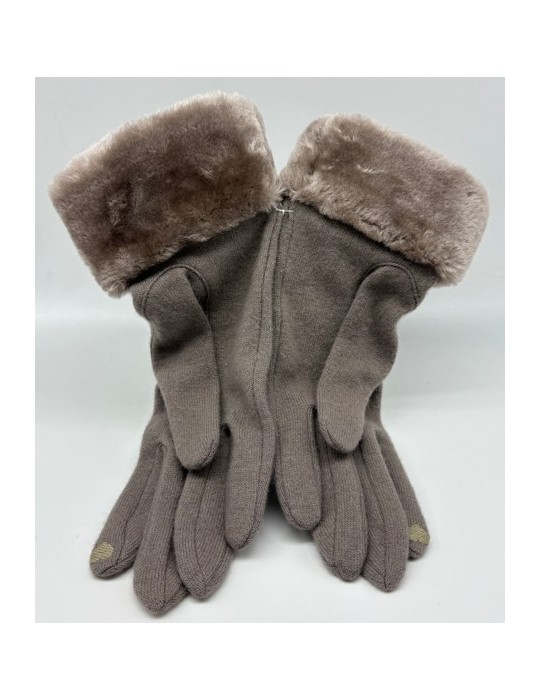 GANTS FEMME  TAUPE TAILLE UNIQUE AVEC FOURRURE - GLOVE STORY