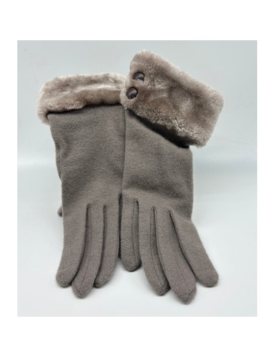 GANTS FEMME  TAUPE TAILLE UNIQUE AVEC FOURRURE - GLOVE STORY