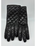 GANTS NOIR EN CUIR D'AGNEAU MATELASSE T.6.5 - GLOVE STORY