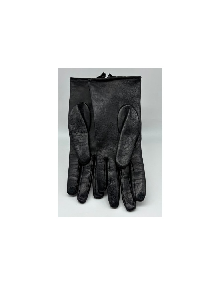 GANTS NOIR EN CUIR D'AGNEAU MATELASSE T.6.5 - GLOVE STORY