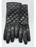 GANTS EN CUIR NOIR MATELASSE T.7 - GLOVE STORY