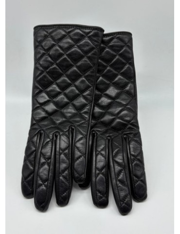 GANTS EN CUIR NOIR MATELASSE T.7 - GLOVE STORY 2