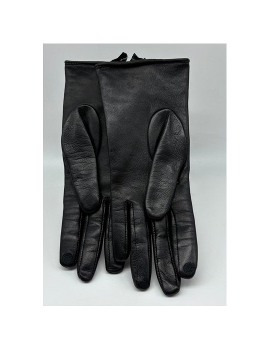 GANTS EN CUIR NOIR MATELASSE T.7 - GLOVE STORY