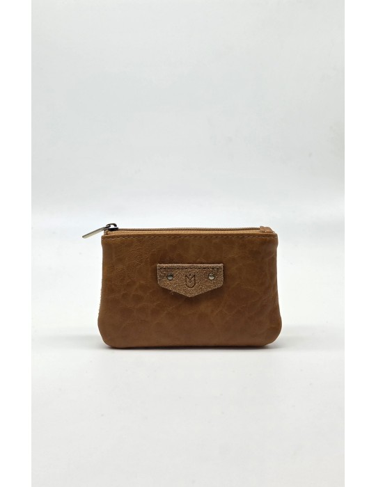 PORTE MONNAIE CROUTE DE CUIR CAMEL - MIA & JOY