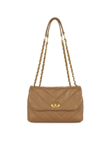 SAC TROTTEUR CUIR CAMEL SOFT MATELASSE - LANCASTER