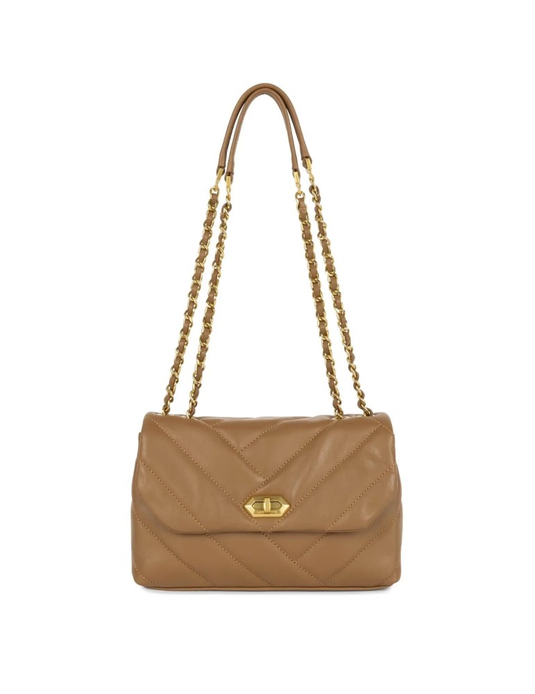 SAC TROTTEUR CUIR CAMEL SOFT MATELASSE - LANCASTER