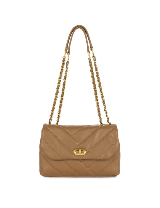 SAC TROTTEUR CUIR CAMEL SOFT MATELASSE - LANCASTER