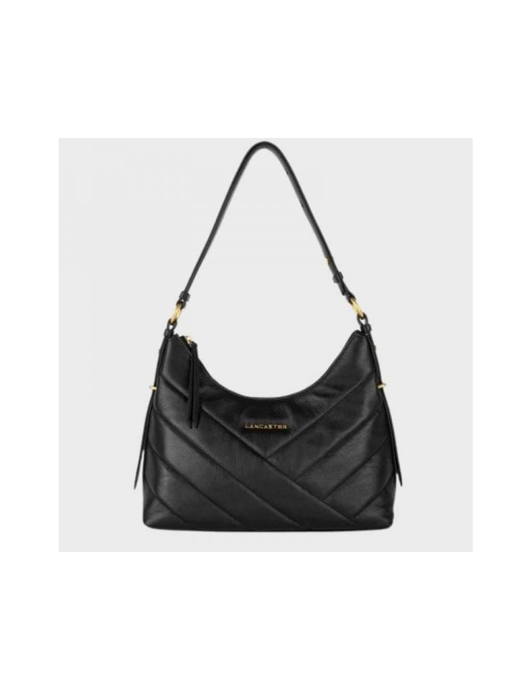 SAC HOBO SOFT CUIR MATELASSE NOIR - LANCASTER