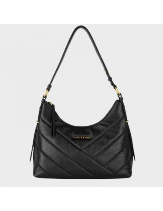 SAC HOBO SOFT CUIR MATELASSE NOIR - LANCASTER