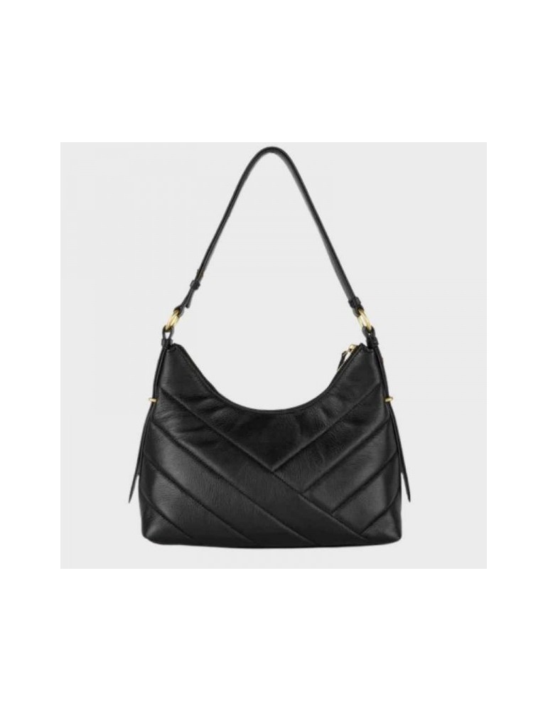 SAC HOBO SOFT CUIR MATELASSE NOIR - LANCASTER