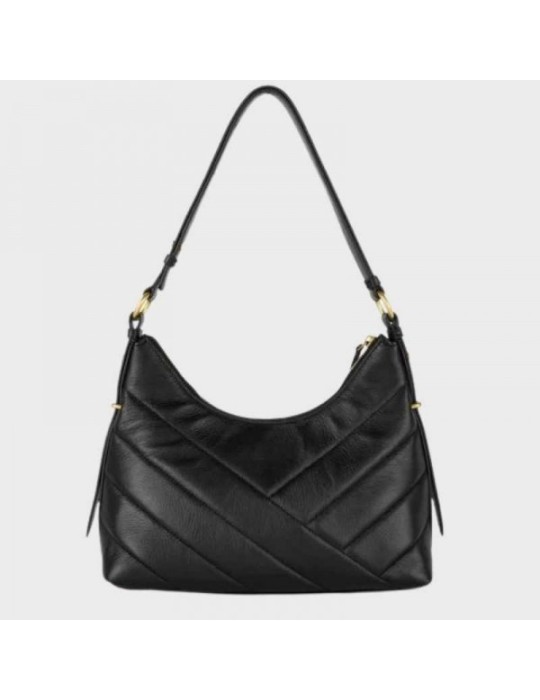 SAC HOBO SOFT CUIR MATELASSE NOIR - LANCASTER