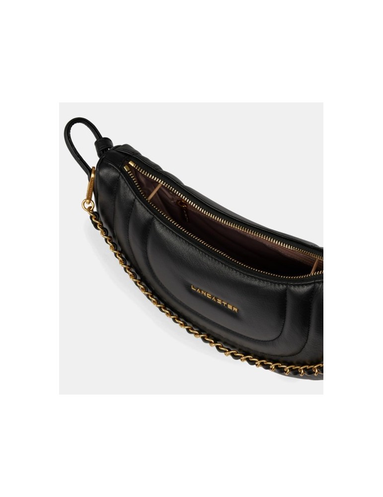 SAC HOBO SOFT CUIR MATELASSE NOIR - LANCASTER