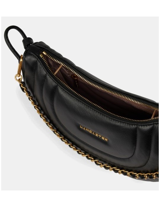 SAC HOBO SOFT CUIR MATELASSE NOIR - LANCASTER