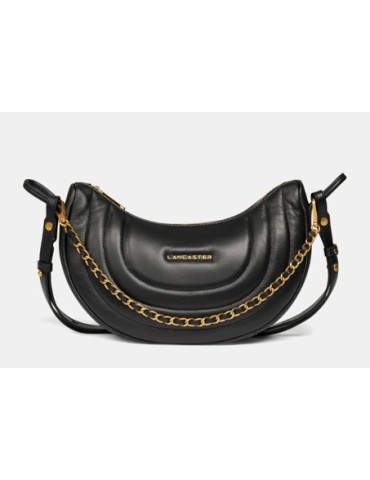 SAC HOBO SOFT CUIR MATELASSE NOIR - LANCASTER