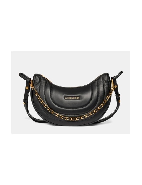 SAC HOBO SOFT CUIR MATELASSE NOIR - LANCASTER
