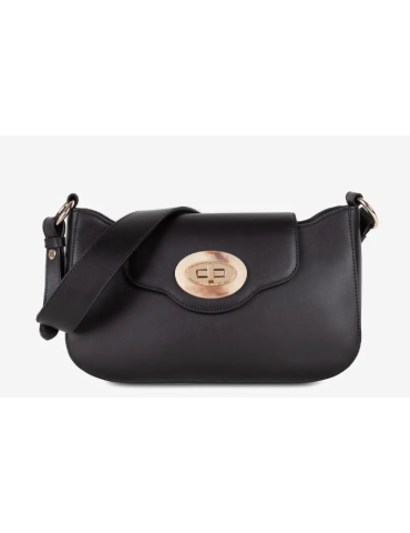 SAC BESACE A RABAT EN CUIR NOIR - LANCASTER