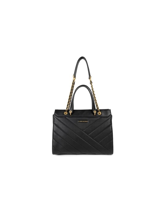 SAC CABAS SOFT MATELASSE EN CUIR NOIR - LANCASTER