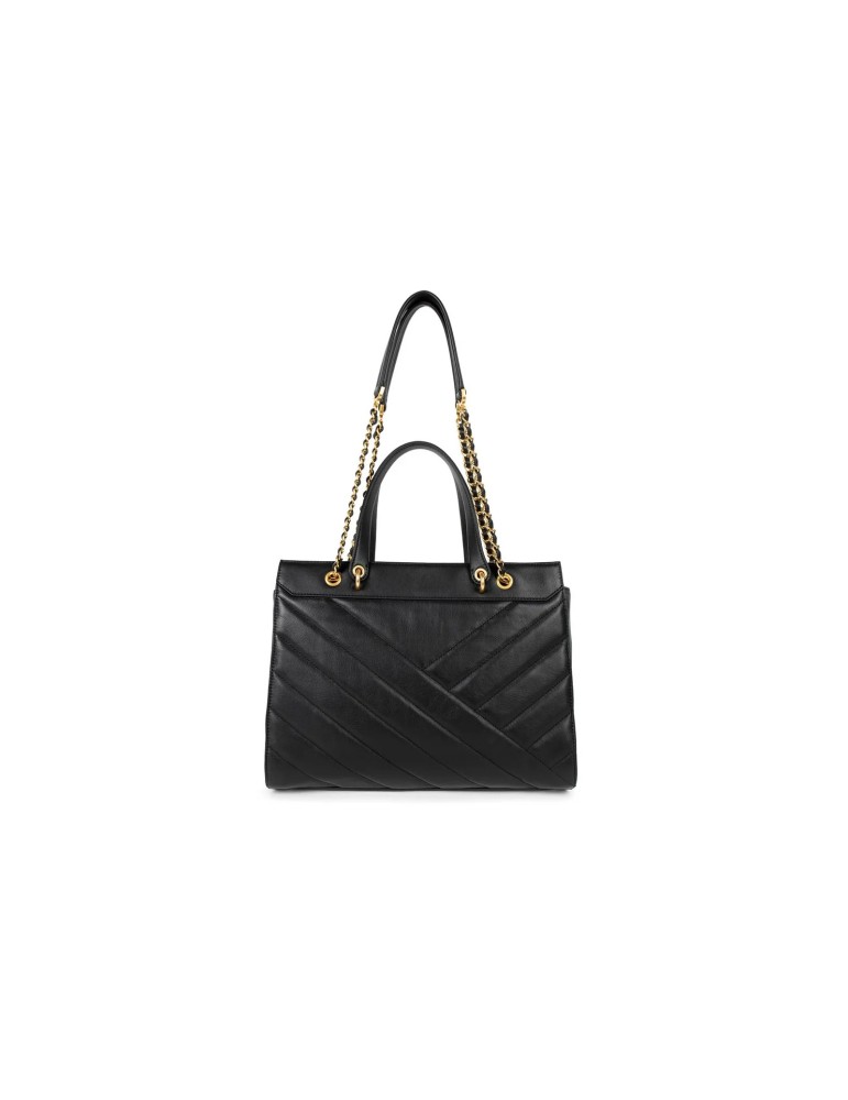 SAC CABAS SOFT MATELASSE EN CUIR NOIR - LANCASTER