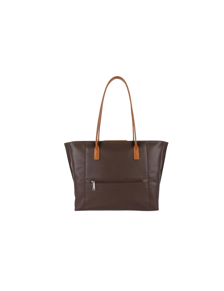 SAC CABAS EPAULE MAYA MARRON EN SIMILICUIR - LANCASTER