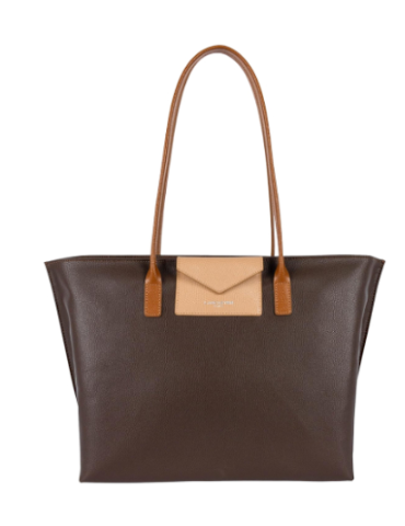SAC CABAS EPAULE MAYA MARRON EN SIMILICUIR - LANCASTER