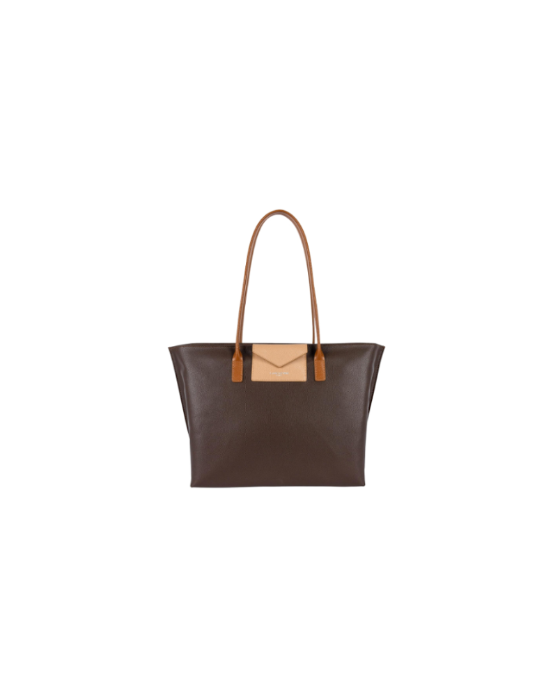 SAC CABAS EPAULE MAYA MARRON EN SIMILICUIR - LANCASTER