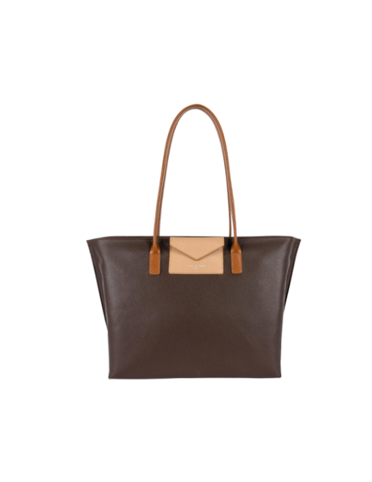 SAC CABAS EPAULE MAYA MARRON EN SIMILICUIR - LANCASTER